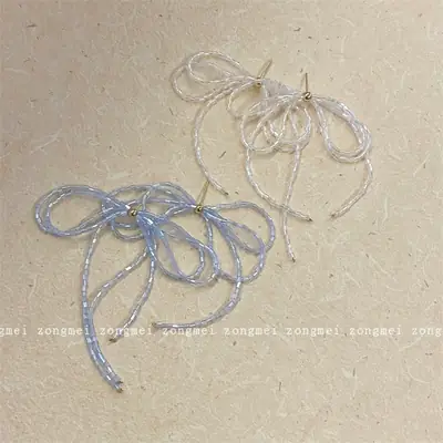 Fairy Bow Beaded Earrings Necklace for Women