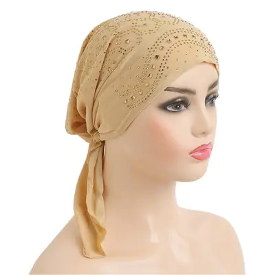 Crystal Hemp Hot Glass Drill Cap Turban Arab Scarf H088