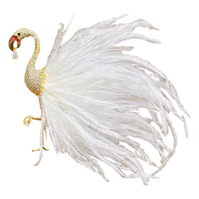 Korean Style Zircon Flamingo Brooch for Women