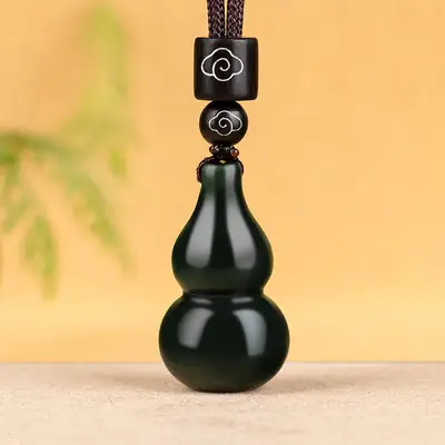 Natural Hetian Jade Gourd Pendant for Men Women