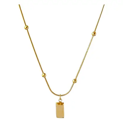 Real Gold Cold Necklace with Square Brick Beads