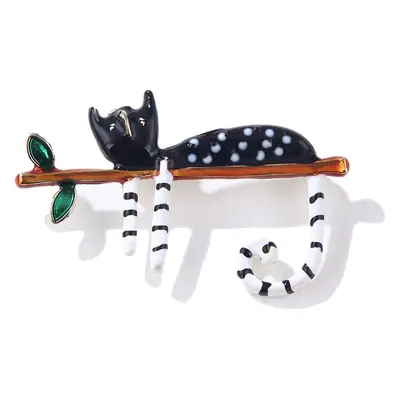 Cute Lazy Spotted Cat Brooch for Men Women