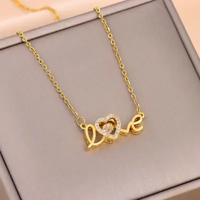 Gold Heart Clavicle Necklace for Women