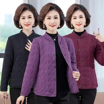 Black Quilted Coat for Women Winter Warm Outerwear