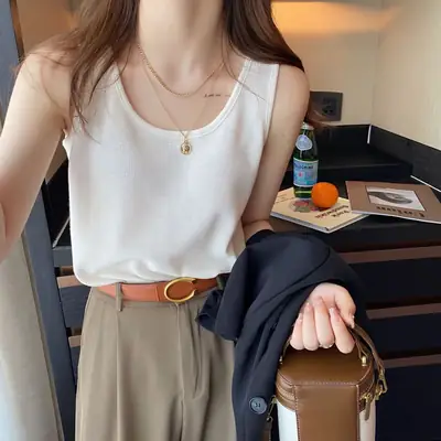 Women White Cotton One-Line Collar Top Summer Wear