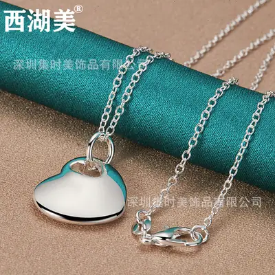 Silver Heart Pendant Necklace for Women