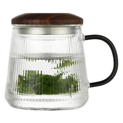 Heat Resistant Glass Tea Cup with Lid for Home Office