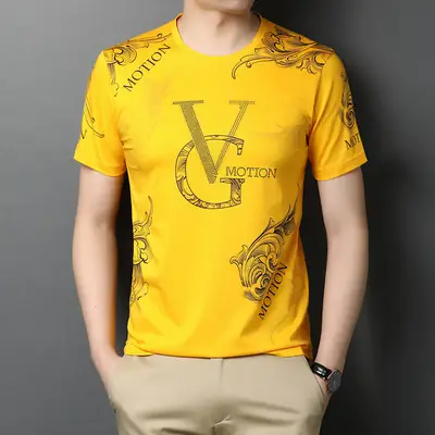 Men Printed V Motion Black T-Shirt 2021