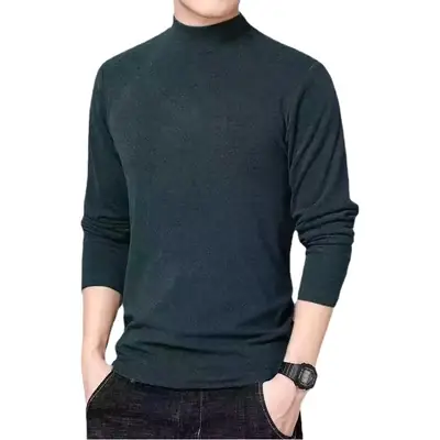 Men's Fleece Lined Half-Collar Sweatshirt Brown Long Sleeve