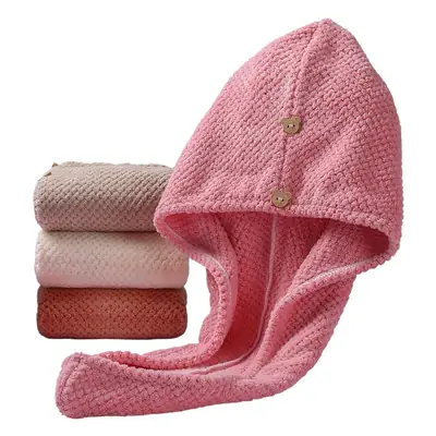 Women's Hair Drying Cap Thick Super Absorbent Coral Fleece Towel