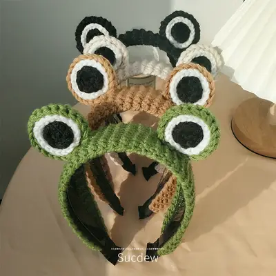 Cute Wool Knitted Frog Hairband for Women