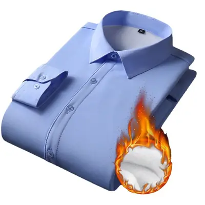 Men's White Velvet Business Shirt Long Sleeve 10000m