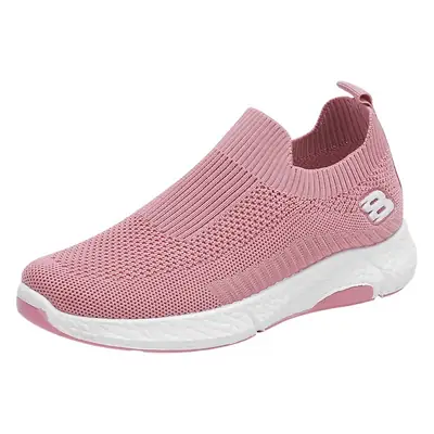 Pink Fly-Knit Slip-On Casual Women's Shoes