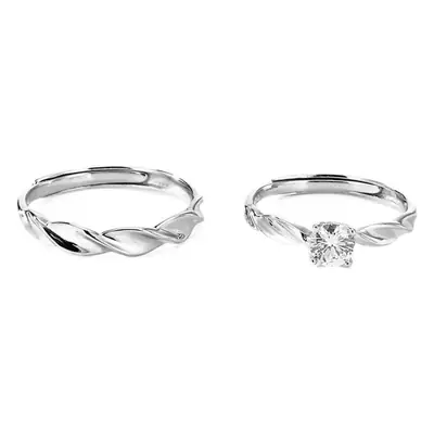 Korean Zircon Open Ring Couple Set