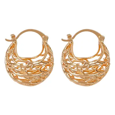 Hollow Bird Nest Metal Earrings Gold Vintage