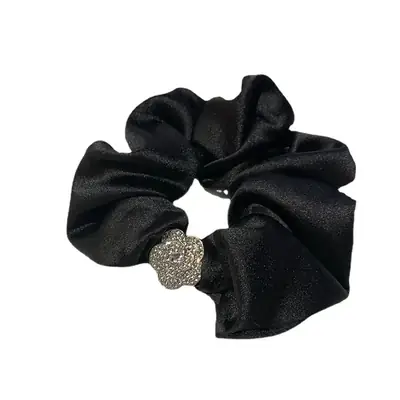 Black Camellia Hair Clip with Diamond Back Clip