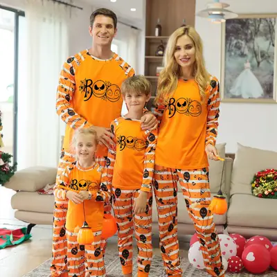 Orange Halloween Pajamas for Kids & Adults