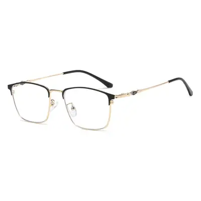 Men's Black Metal Half Frame Anti-Blue Light Glasses