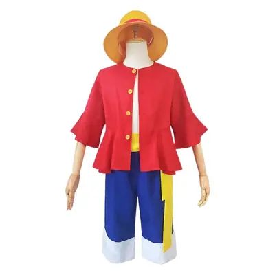 Luffy One Piece Kids Cosplay Suit Red Blue Yellow