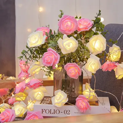 Pink LED Rose String Decor for Home & Events