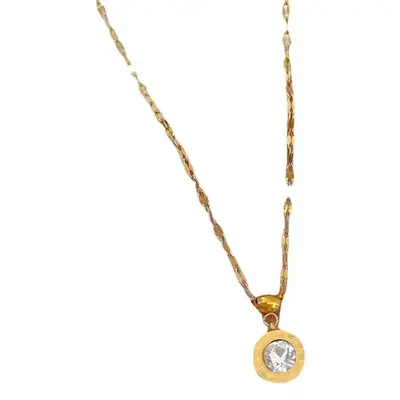 Titanium Zircon Necklace Set Gold Silver Dual Design
