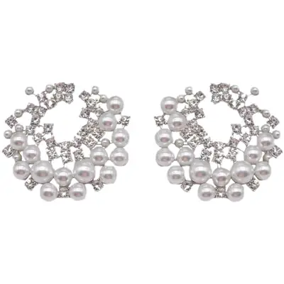 Pearl Asymmetrical C Earrings Niche Luxury Retro 925 Silver