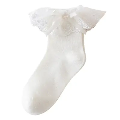 2024 Spring Girls White Lace Bow Socks