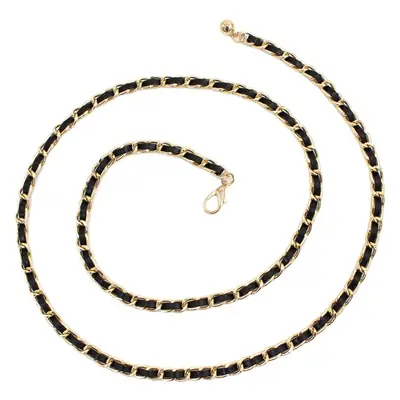 Gold Plated Black Embellished Wind Pendant Waist Chain