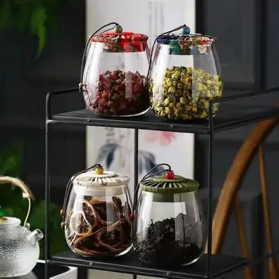 Cork High Borosilicate Tea Jar with Exquisite Cloth Cover
