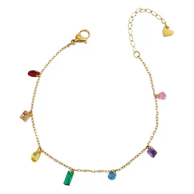 Korean Style Rainbow Diamond Bracelet Titanium Steel Plated 18K Gold