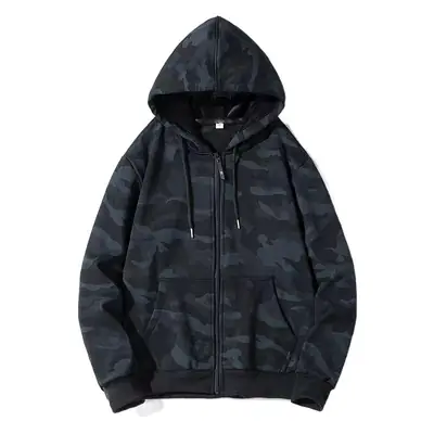 Men's Camo Full Zip Hoodie Sweatshirt Large