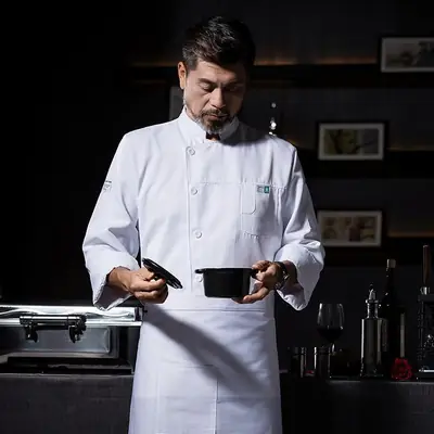 Men's White Long Sleeve Kitchen Chef Suit Autumn Winter