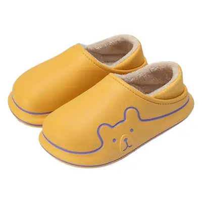 Women's Pink Cotton Winter Slippers with Cute Bear Design