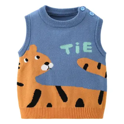 Spring Cartoon Knitted Baby Vest Red Yellow Blue