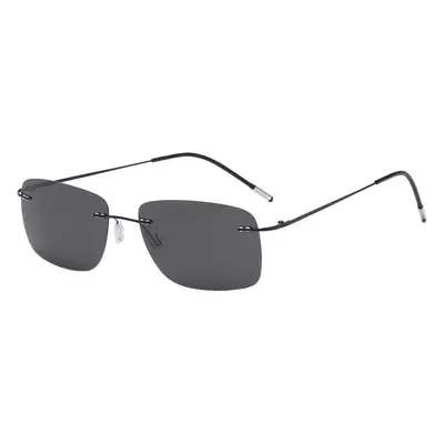 Men's Titanium Alloy Polarized Sunglasses Gray High Definition