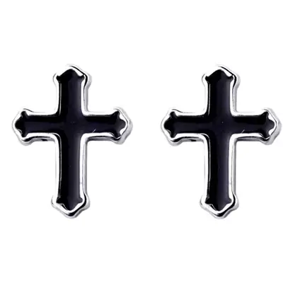 Black Cross Ear Stud Glue Men's Earrings European American Hip Hop