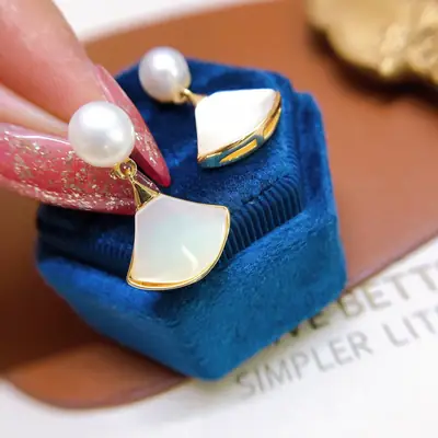 Natural Freshwater Pearl Earrings Joker Small Skirt