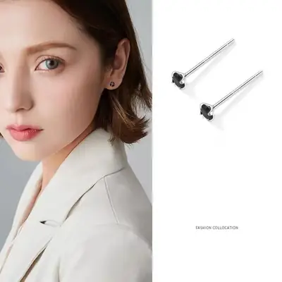 S999 Pure Silver Diamond Stud Earrings 2025 New Trendy Light Luxury Niche Design Versatile Ins Style Pure Silver Earrings