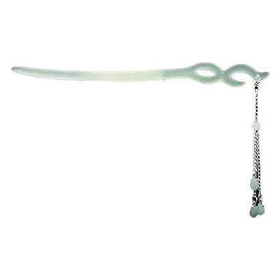 Green Jade Tassel Hairpin with Chain & Pearl Drop
