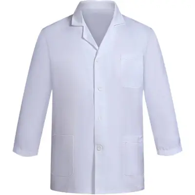 Men White Chef Work Shirt School Kitchen Long Sleeve