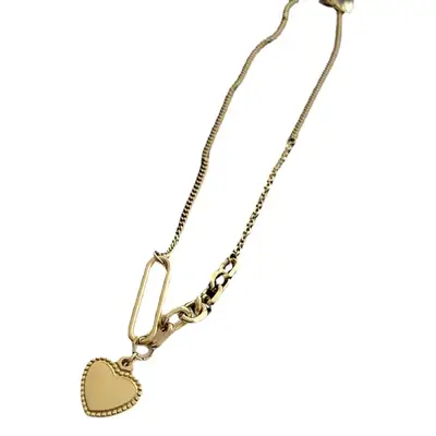 Titanium Love Pendant Necklace for Women Gold Heart & Safety Pin Design