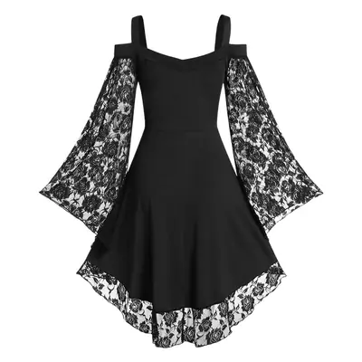 Green Lace Trumpet Dress for Women with European Design