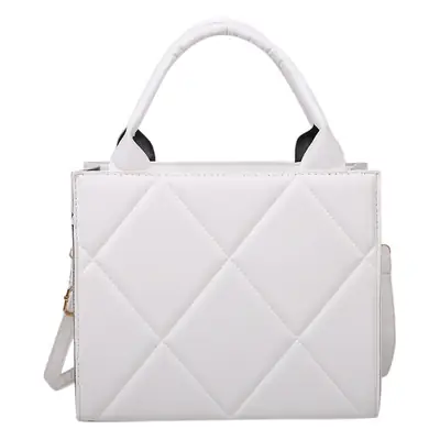 White Quilted Shoulder Crossbody Tote Bag for Women