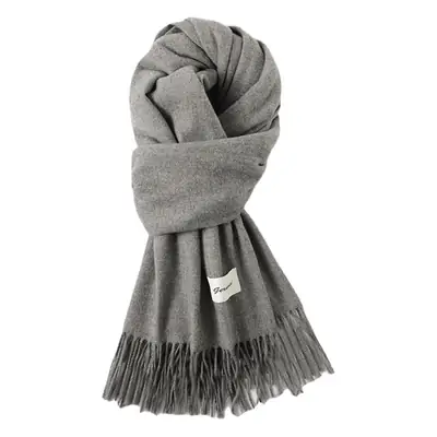 Women's Cashmere Hand Scarf Solid Brown Tassel Shawl