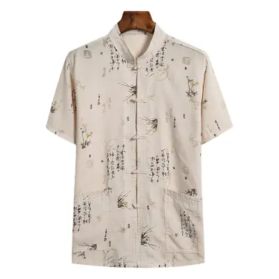 Men Linen Tang Suit Retro Father's Day Casual Wear