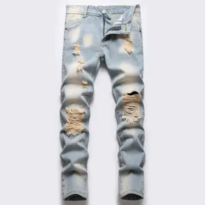 European American Boys Light Blue Ripped Straight Jeans