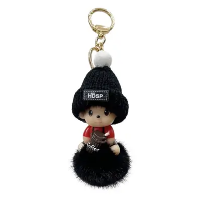 Pink Mink Hair Doll Keychain Pendant for Girls
