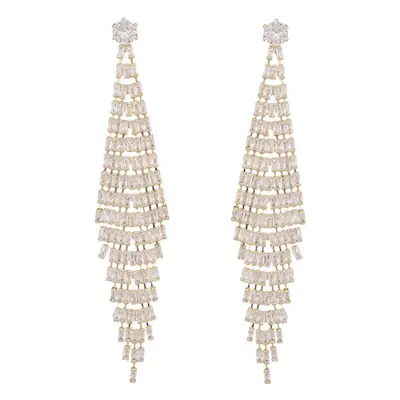 S925 Silver Needle Zircon Long Tassel Earrings