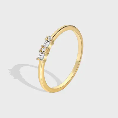Gold Plated Zircon Ring for Women Fashionable Simple Design
