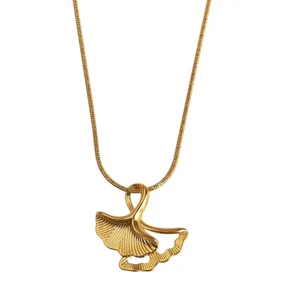 Ginkgo Leaf Lucky Necklace Women Gold Titanium